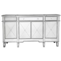 Aurora Boutique Mirrored TV Unit with Cupboards & Drawers & Crystal Handles - TV's up to 73"