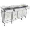 Aurora Boutique Silver Mirrored Sideboard with 4 Doors and 4 Drawers &amp; Crystal Knob Handles