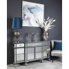 Aurora Boutique Grey Mirrored Sideboard with 4 Doors &amp; 4 Drawers with Crystal Knob Handles