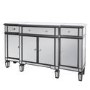 Aurora Boutique Grey Mirrored Sideboard with 4 Doors & 4 Drawers with Crystal Knob Handles