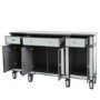 Aurora Boutique Grey Mirrored Sideboard with 4 Doors & 4 Drawers with Crystal Knob Handles