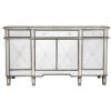 Aurora Boutique Mirrored Sideboard with Gold Trim 4 Doors &amp; 4 Drawers with Crystal Knob Handles