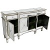Aurora Boutique Mirrored Sideboard with Gold Trim 4 Doors &amp; 4 Drawers with Crystal Knob Handles