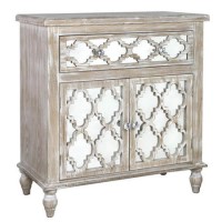 Aurora Boutique Miami Beach Mirrored Wood Ash 1 Drawer 2 Door Cabinet