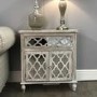 Aurora Boutique Miami Beach Mirrored Wood Ash 1 Drawer 2 Door Cabinet
