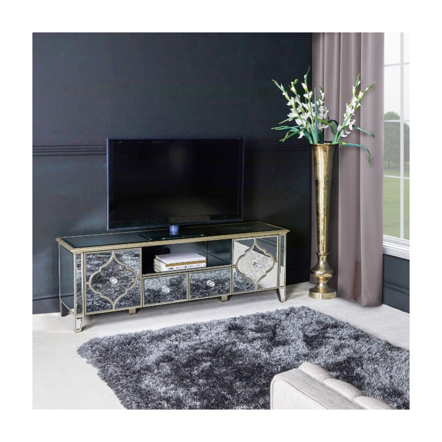 Aurora Boutique Morocco Mirrored Entertainment Unit