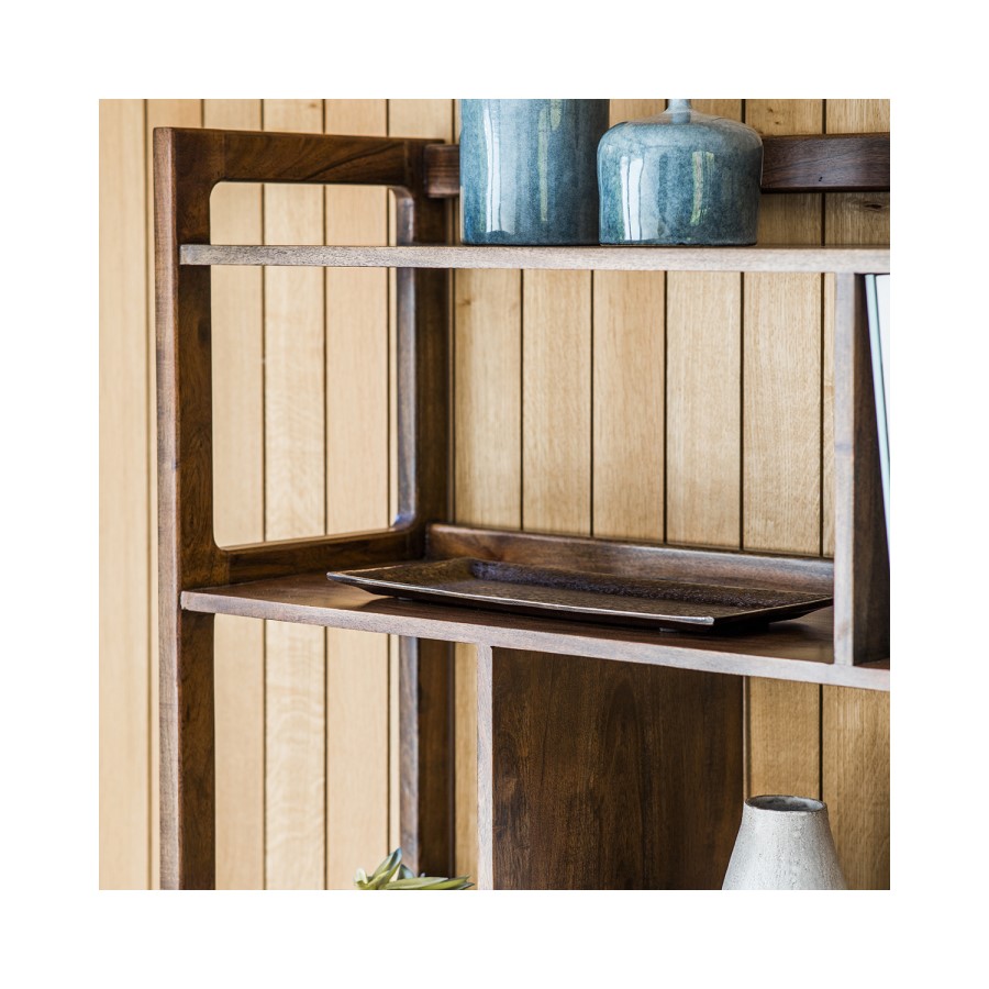 Gallery Barcelona Acacia and White Marble Bookcase/Display Unit