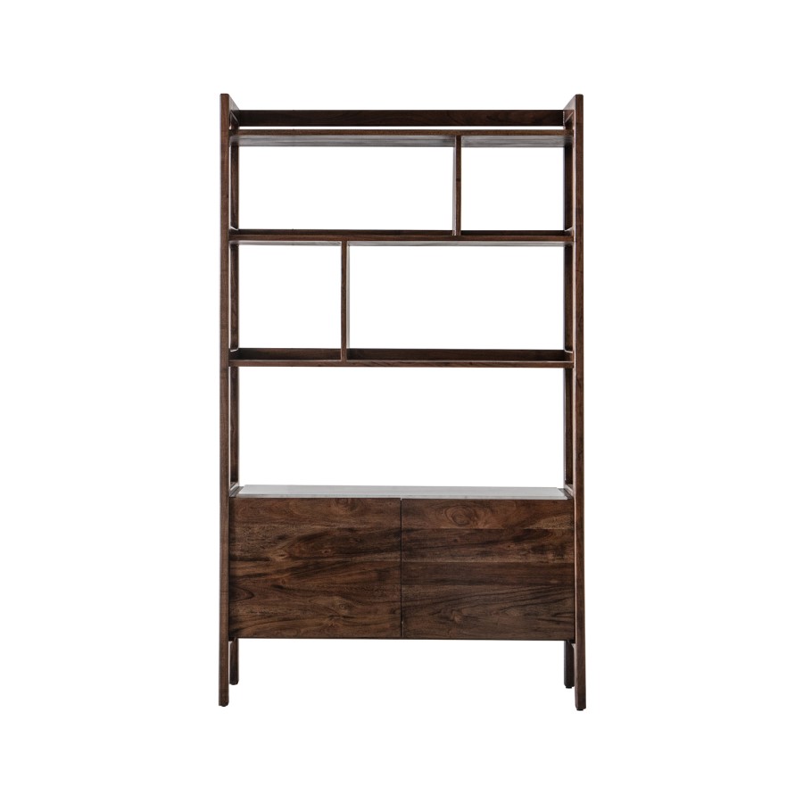 Gallery Barcelona Acacia and White Marble Bookcase/Display Unit