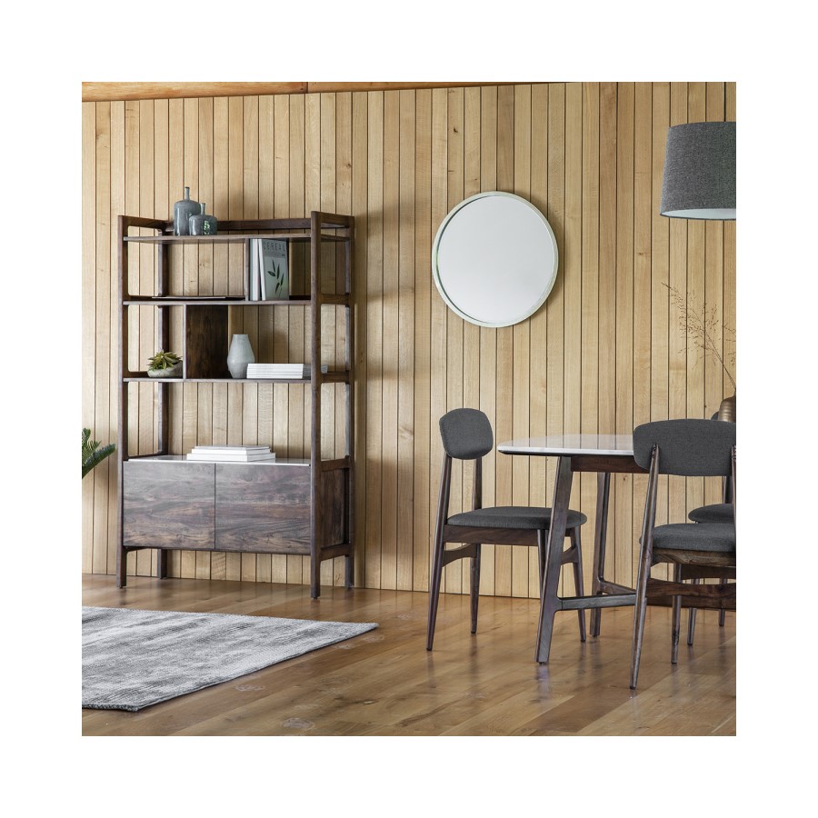 Gallery Barcelona Acacia and White Marble Bookcase/Display Unit