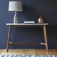 Gallery Barcelona Acacia and White Marble Console Table
