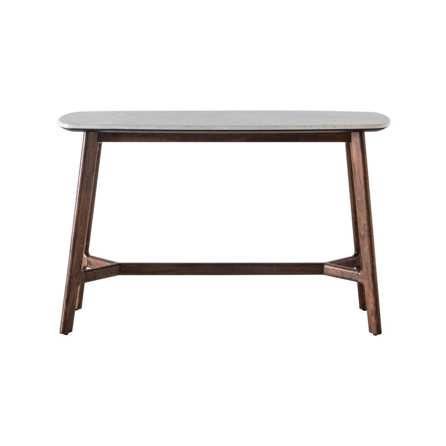 Gallery Barcelona Acacia and White Marble Console Table