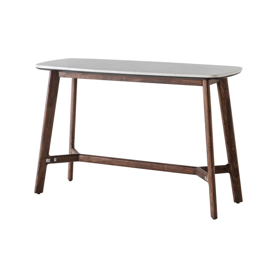 Gallery Barcelona Acacia and White Marble Console Table