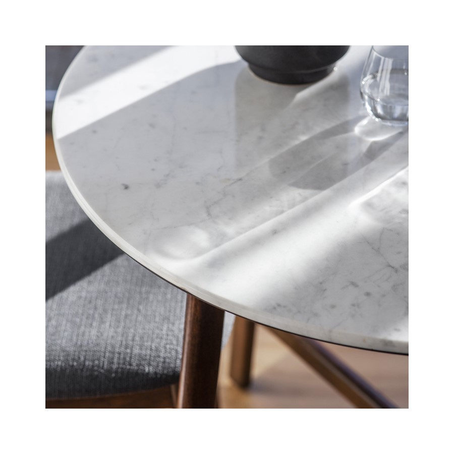 Gallery Barcelona Round White Marble Top Dining Table