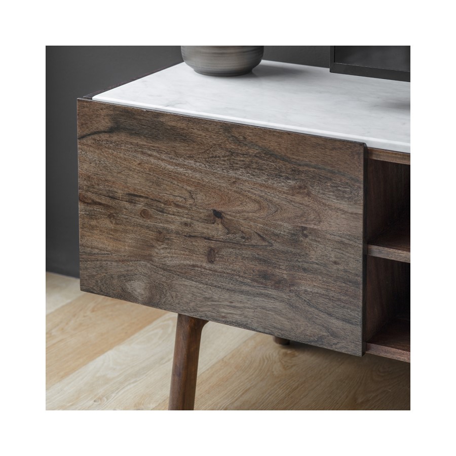 Gallery Barcelona White Marble Top Media TV Unit - TV's up to 50"