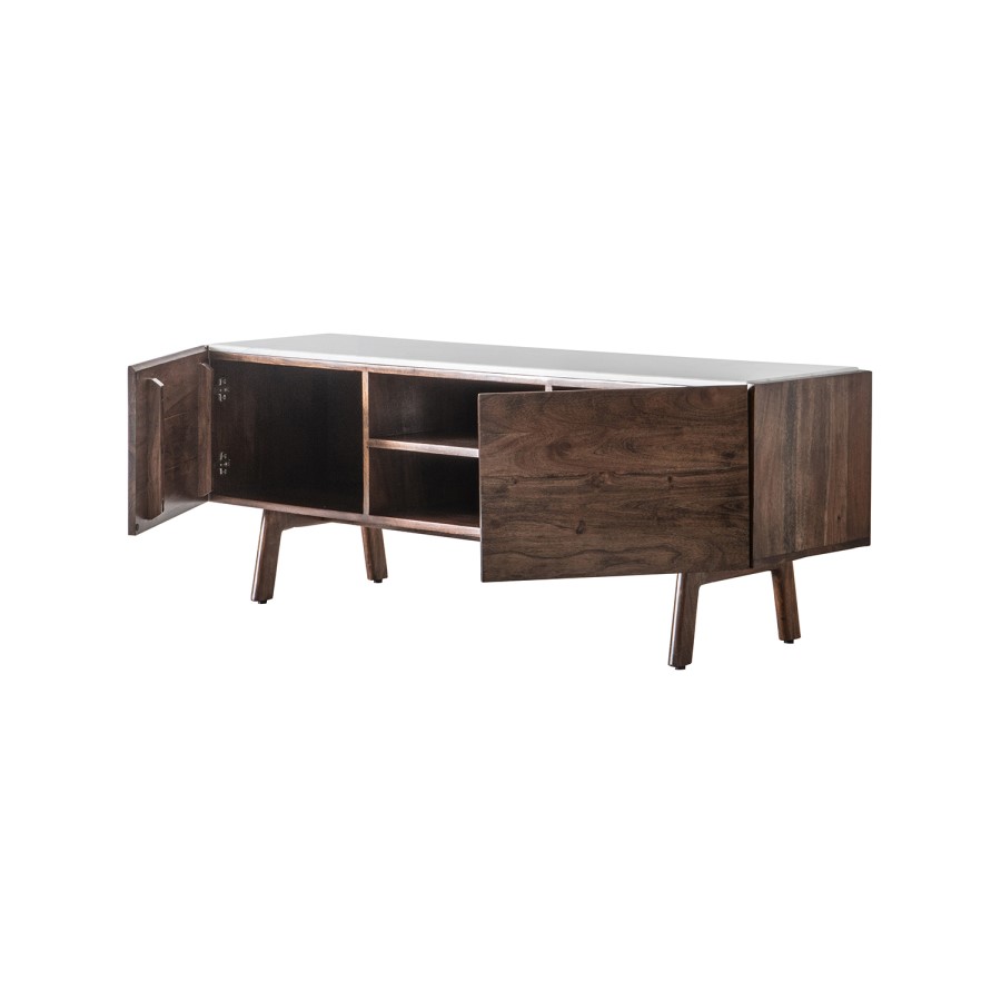 Gallery Barcelona White Marble Top Media TV Unit - TV's up to 50"
