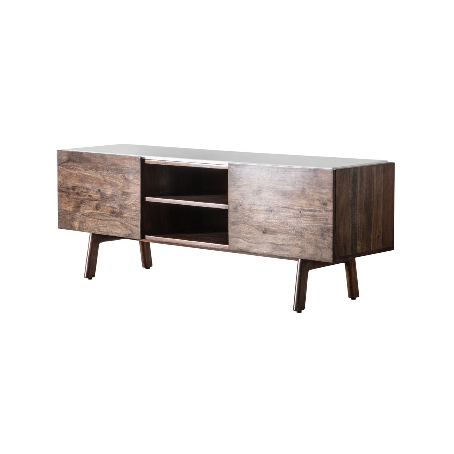 Gallery Barcelona White Marble Top Media TV Unit - TV's up to 50"
