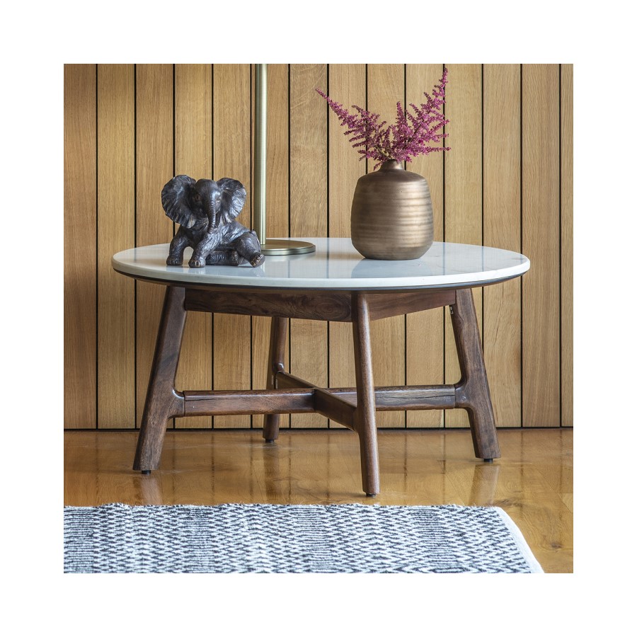 Gallery Barcelona White Marble Top Round Coffee Table