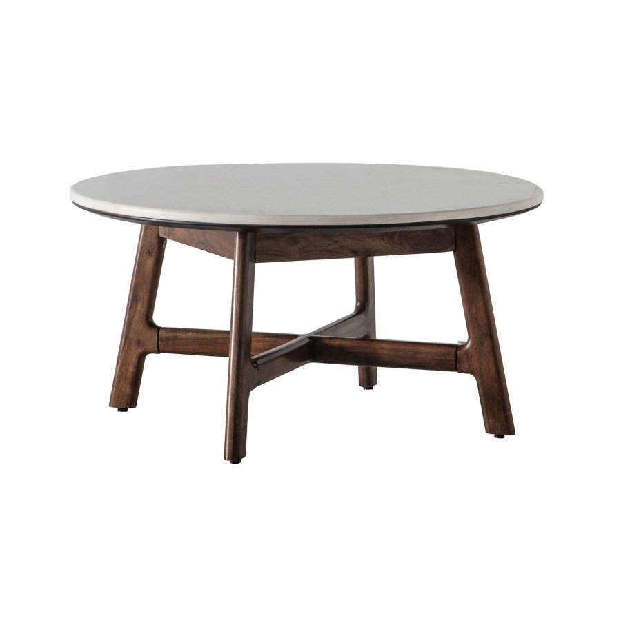 Gallery Barcelona White Marble Top Round Coffee Table