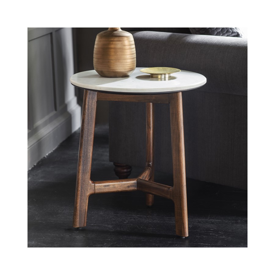 Gallery Barcelona White Marble Top Side Table