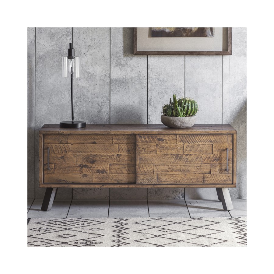 TV Unit in Dark Wood with Sliding Doors TV's up to 50" - Gallery