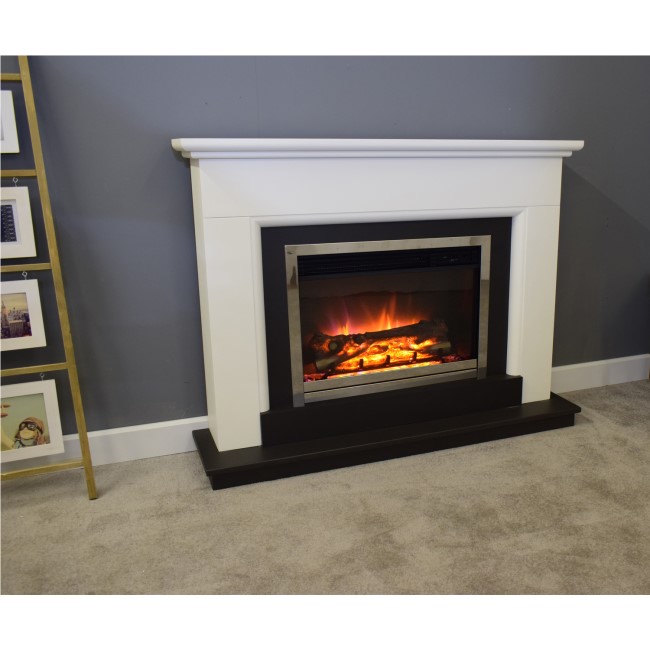 Suncrest Talent Electric Fireplace Suite with Traditional White Surround