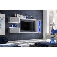 Floating Grey & White TV Unit with Storage for TV's up to 60" - Neo