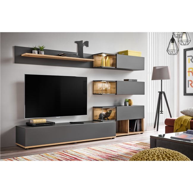 Grey & Wood Effect Entertainment Unit for TVs up to 60" - Neo