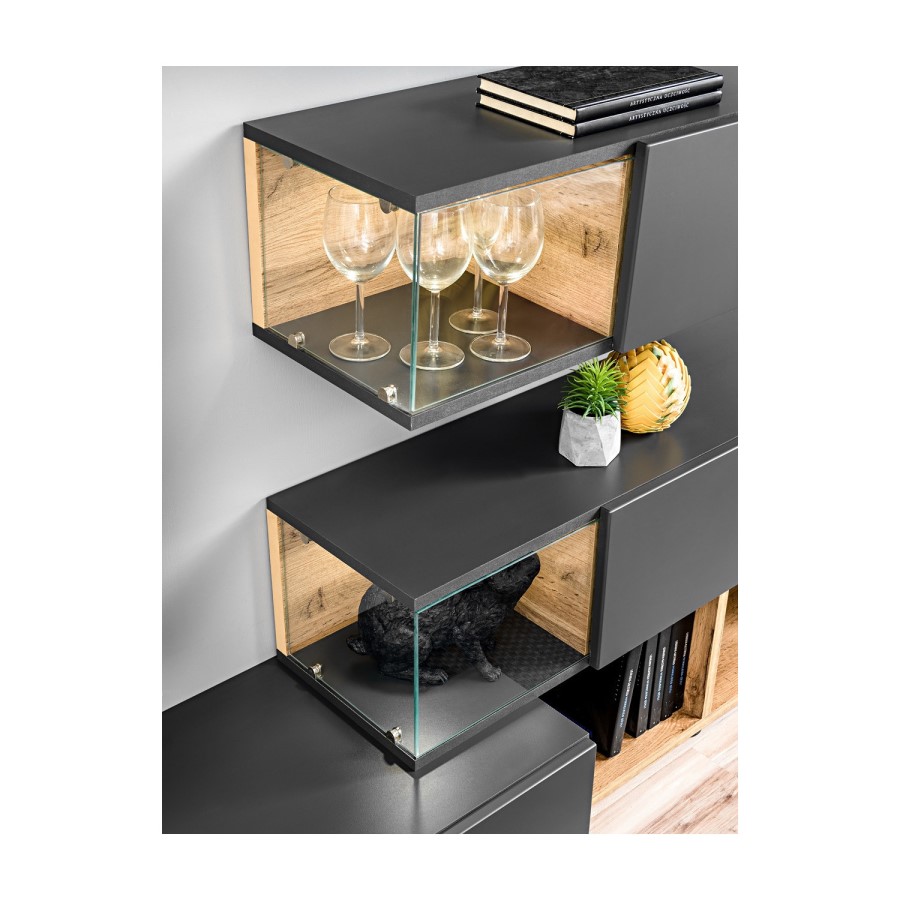 Grey & Wood Effect Entertainment Unit for TVs up to 60" - Neo