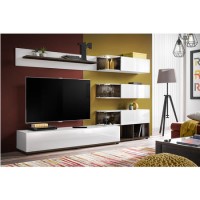 Wall Mounted Entertainment Unit in White High Gloss - TVs up to 60" - Neo