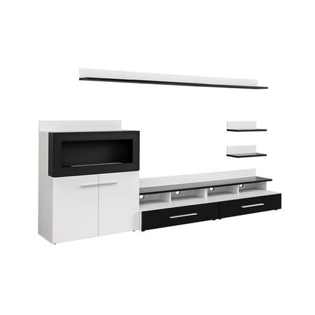 White Gloss Entertainment Unit with Bioethanol Fireplace & Storage - TV's up to 70" - Neo