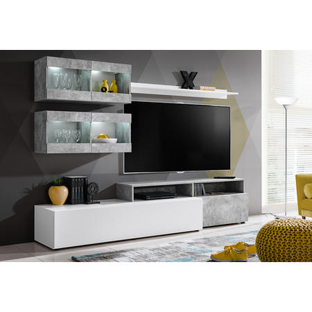 White & Grey Entertainment Unit with Floating Storage for TV's up to 60" - Neo
