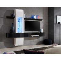 Floating TV Entertainment Unit in Black & White - TV's up to 50" - Neo