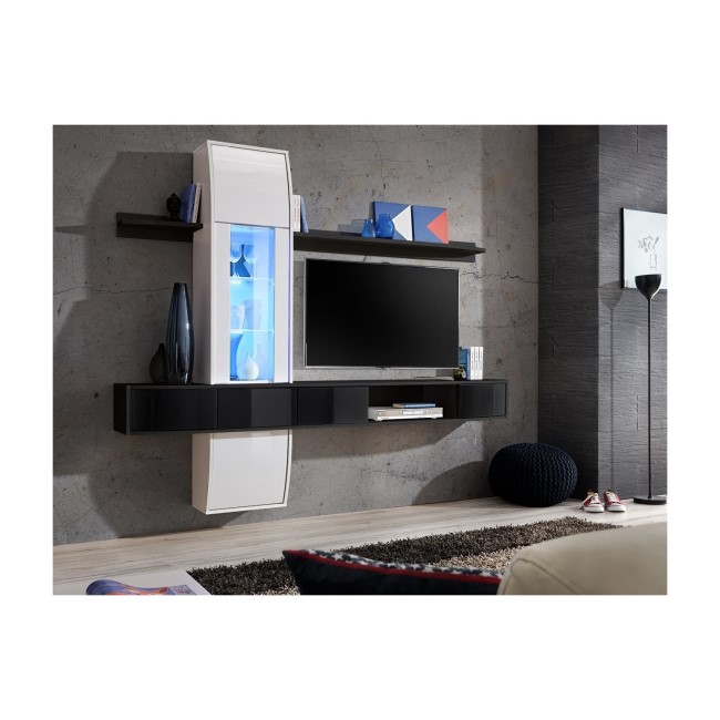 Floating TV Entertainment Unit in Black & White - TV's up to 50" - Neo