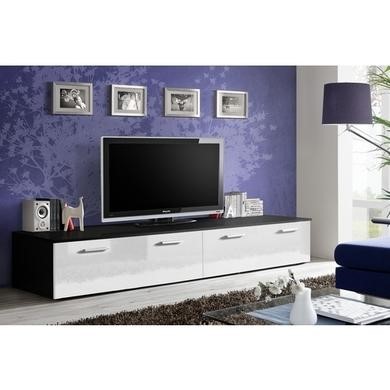 Black TV Entertainment Unit with White High Gloss Drawers  TV's up to 70  Neo
