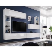 Wall Mounted White High Gloss Entertainment Unit - TVs up to 60" - Neo Wall Mounted White High Gloss Entertainment Unit - TVs up to 60" - Neo