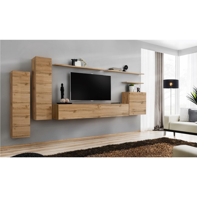 Wooden Floating Entertainment TV Unit with Storage - TV's up to 50" - Neo