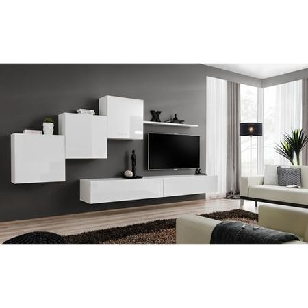 High Gloss White Floating Entertainment Unit - TV's up to 50" - Neo