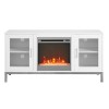 Large White TV Unit with Electric Fire &amp; Storage - Foster - TV&#39;s up to 55&quot;
