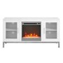 Large White TV Unit with Electric Fire & Storage - Foster - TV's up to 55"