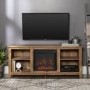 Foster Brown Wood Effect TV Unit with Electric Fire & Storage - TV's up to 50"