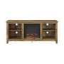 Foster Brown Wood Effect TV Unit with Electric Fire & Storage - TV's up to 50"