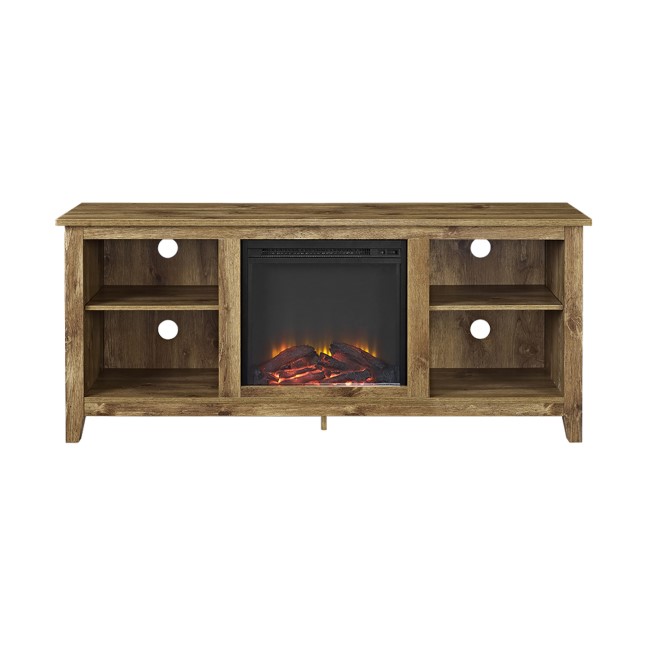 Foster Brown Wood Effect TV Unit with Electric Fire & Storage - TV's up to 50"