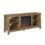 Foster Brown Wood Effect TV Unit with Electric Fire & Storage - TV's up to 50"