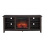 Foster Dark Wood Effect TV Unit with Electric Fire & Storage - TV's up to 60"