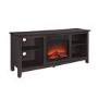 Foster Dark Wood Effect TV Unit with Electric Fire & Storage - TV's up to 60"