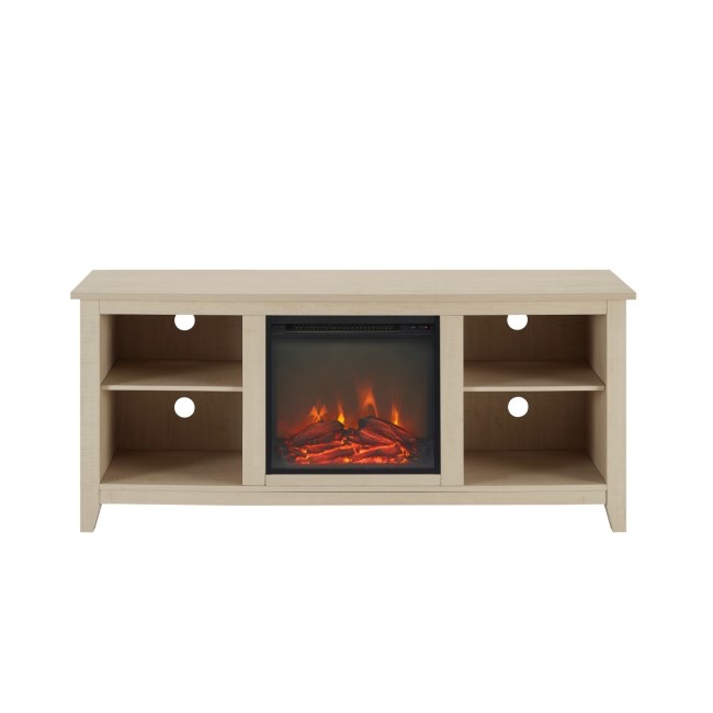 Foster Light Wood Effect TV Unit with Electric Fire & Storage - TV's up to 60"