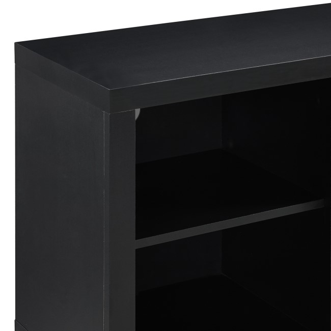 Foster Black Painted Wood Effect  TV Unit with Electric Fire & Silver Legs - TV's up to 60"