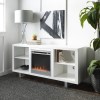 Foster White Wood Effect TV Unit with Electric Fire &amp; Shelves - TV&#39;s up to 60&quot;