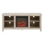 Foster Light Wood Effect TV Unit with Electric Fire & Shelves - TV's up to 56"