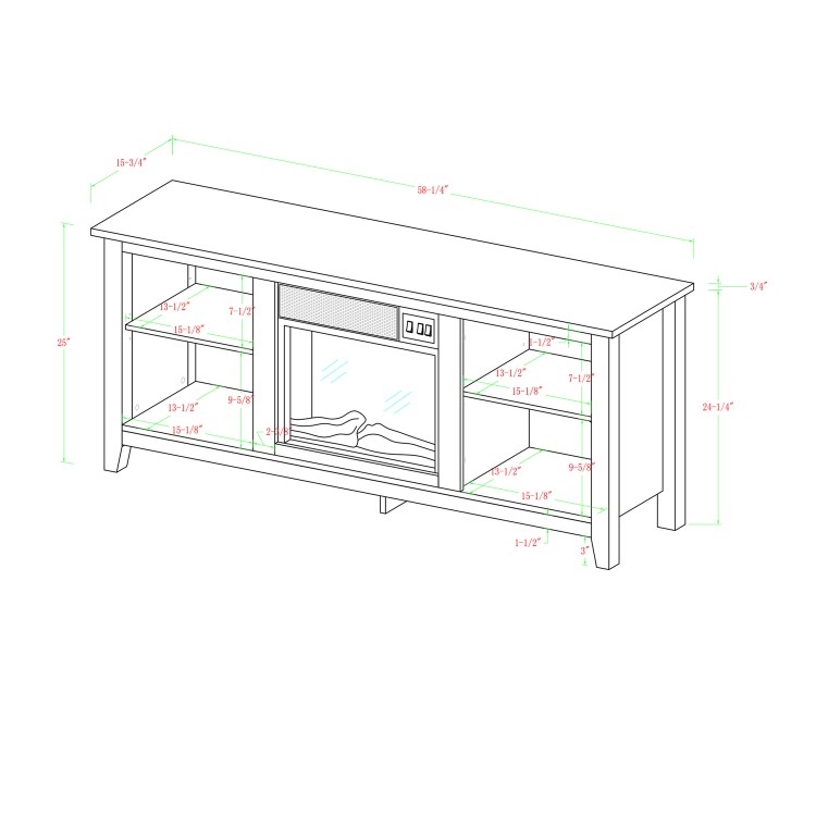 Foster Light Wood Effect TV Unit with Electric Fire & Shelves - TV's up to 56"